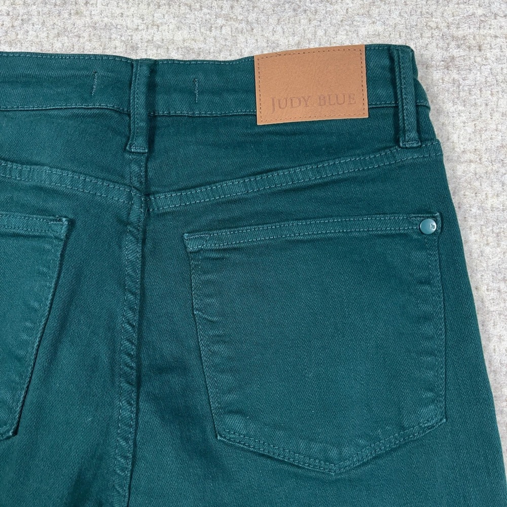 Judy Blue Jeans Women 7 28 Green Wide Leg Crop Tummy Control Garment Dyed - Picture 12 of 13
